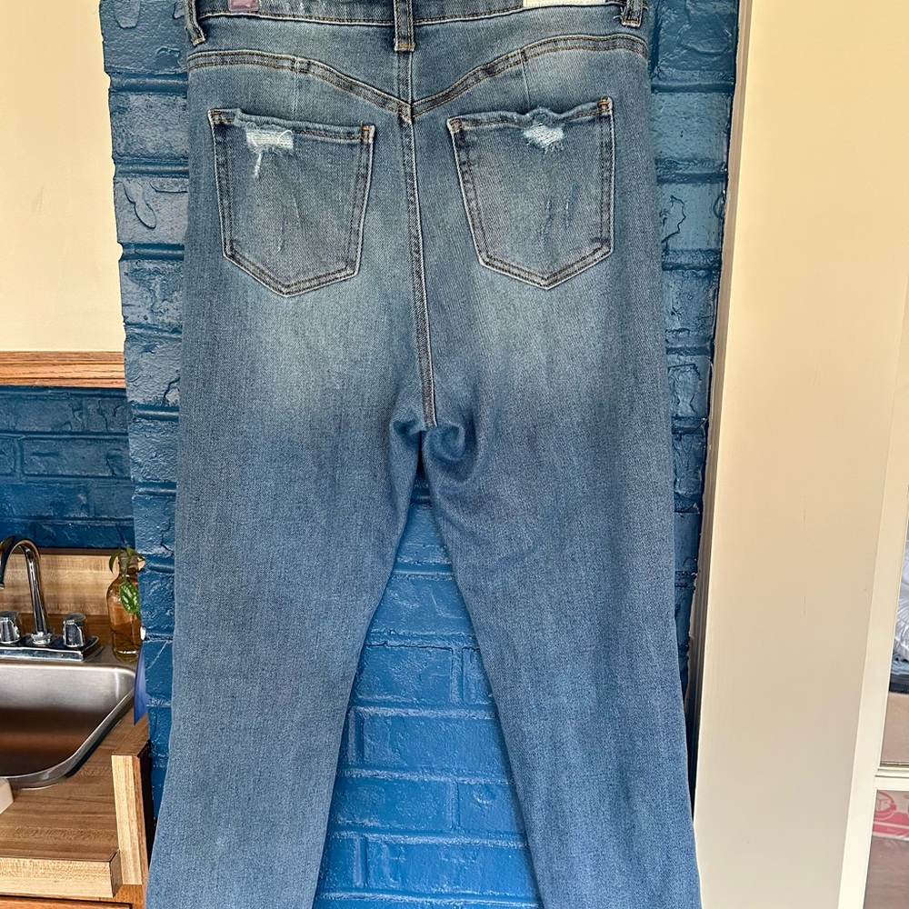 Kendall & Kylie Blue Straight Leg Jeans with Distressed Details - Picture 6 of 11